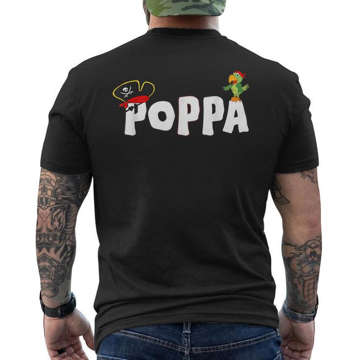 Pirate Poppa  Grandpa Skull Pirates Hat Crossbones Mens Back Print T-shirt