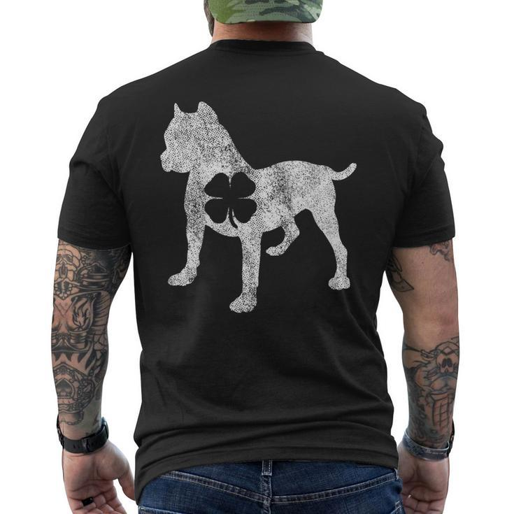 Pit Bull Dog St Patricks Day Shamrock Clover Irish Men's Back Print T-shirt