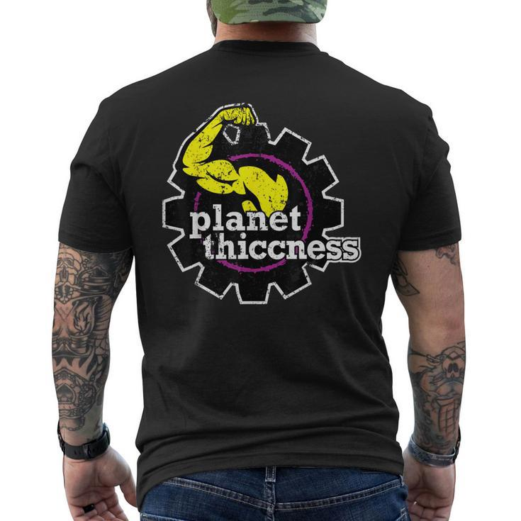 Planet Thiccness Gym Thickness Funny Joke Workout Lover Mens Back