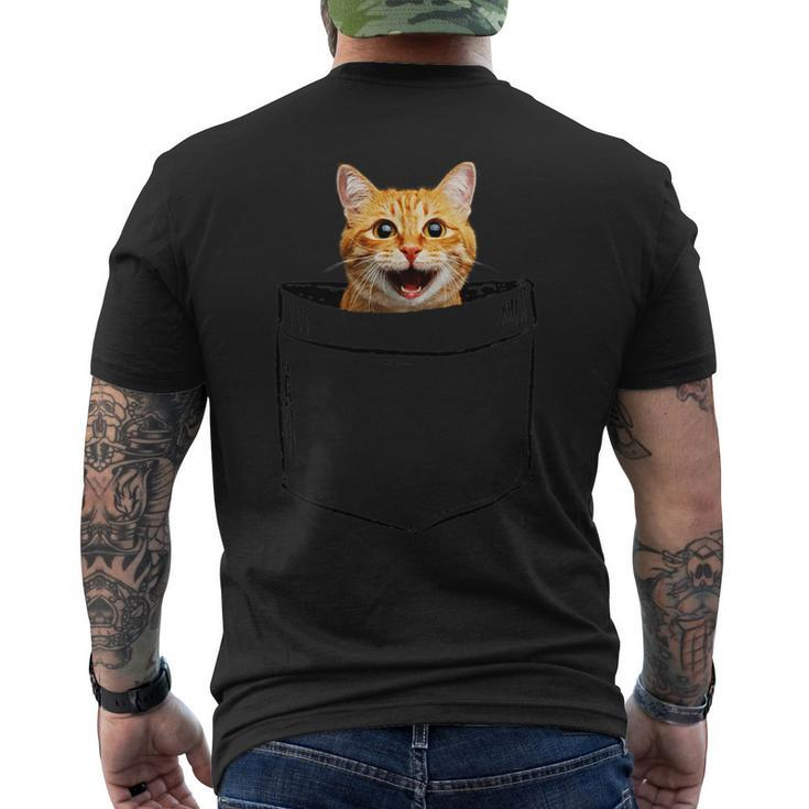 Pocket Cat Grumpy Face Lover Dad Mom Kidding Men's Back Print T-shirt