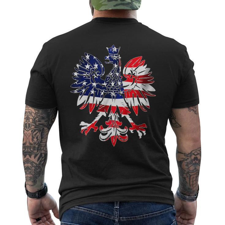 Polish Eagle American Flag Pride Shirt Poland Dyngus Day 716 Men's Back Print T-shirt