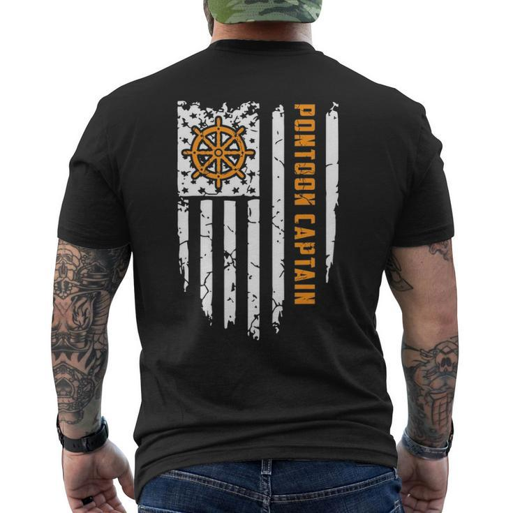 Pontoon Captain Flag Of America Pontoon Boat Men's T-shirt Back Print