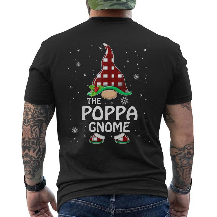 Poppa Gnome Buffalo Plaid Matching Family Christmas Funny Mens Back Print T-shirt