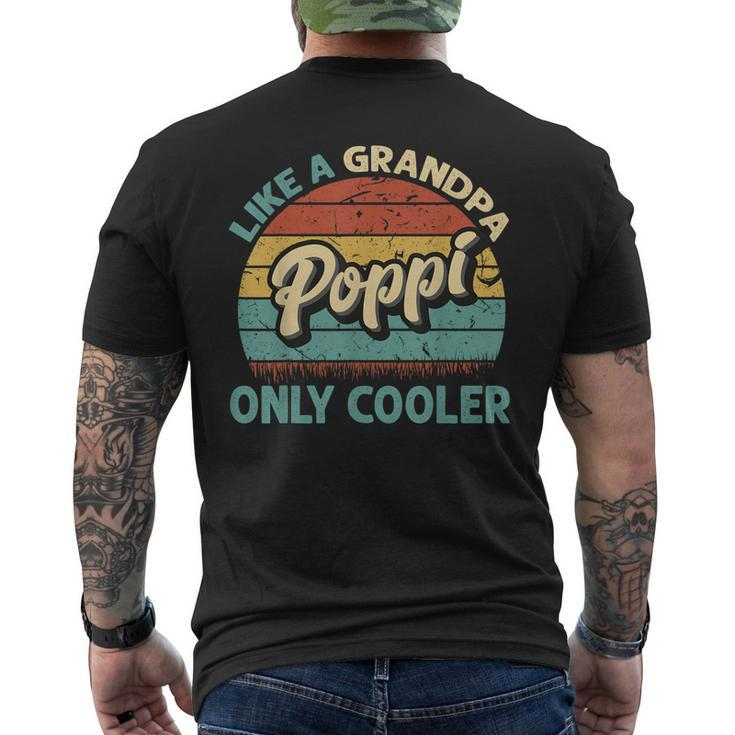 Mens Poppi Like A Grandpa Only Cooler Vintage Dad Fathers Day Men's T-shirt Back Print