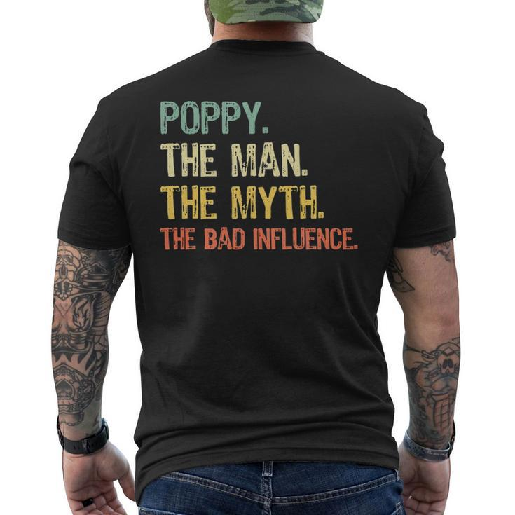 Poppy The Man The Myth The Bad Influence Retro Men's T-shirt Back Print