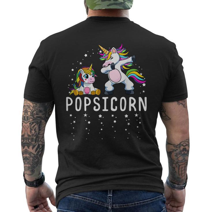 Popsicorn Dabbing Unicorn Grandpa And Baby Birthday Party Men's Back Print T-shirt