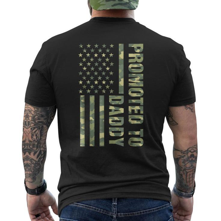 Mens Promoted To Daddy American Flag Camo Fathers Day Tee Men's Back Print T-shirt