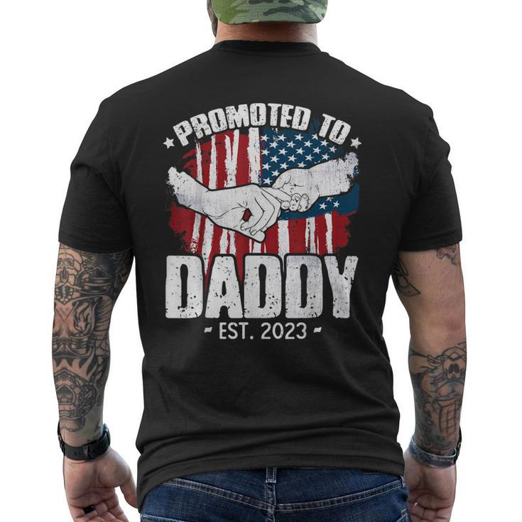 Promoted To Daddy Est 2023 Patriotic Dad To Be Fathers Day Men's T-shirt Back Print