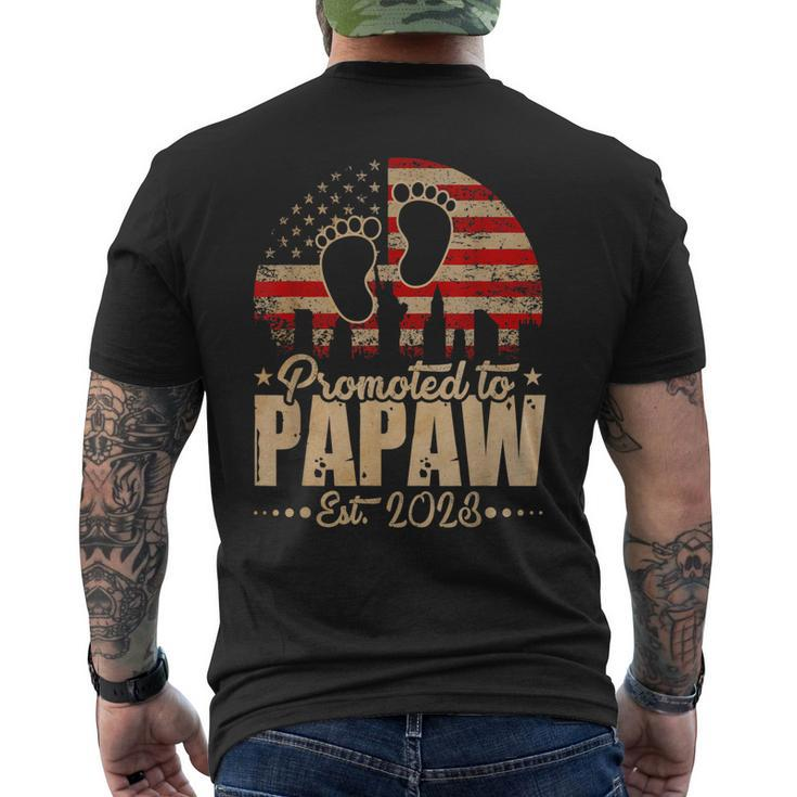 Promoted To Papaw Est 2023 Us Flag Fathers Day Pregnancy Men's T-shirt Back Print