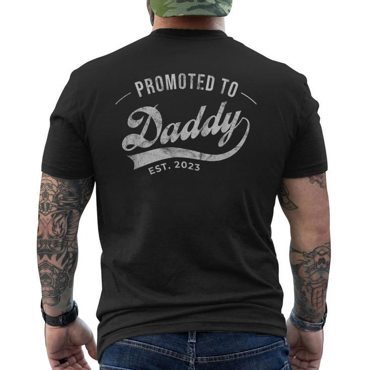 Promoted To Daddy 2023 Funny Humor New Dad Baby First Time Gift For Mens Mens Back Print T-shirt