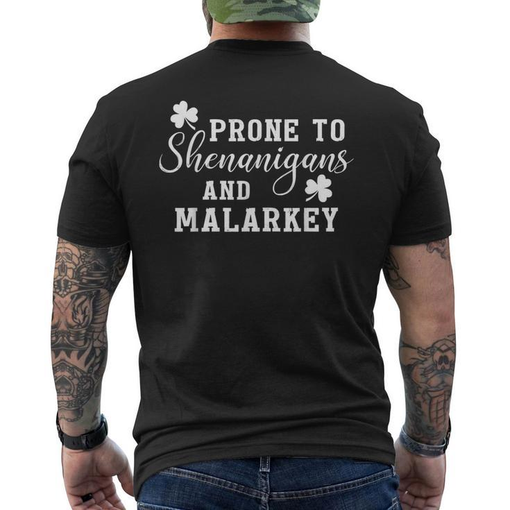 Prone To Shenanigans And Malarkey St Patricks Day Men's T-shirt Back Print