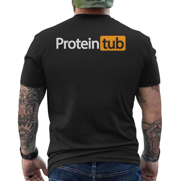 Protein Tub Fun Adult Humor Joke Workout Fitness Gym Men's Back Print T-shirt