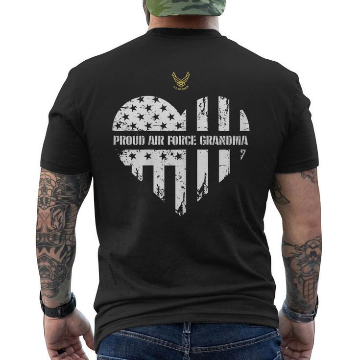 Proud Air Force Grandma American Flag Heart Veteran Men's Back Print T-shirt
