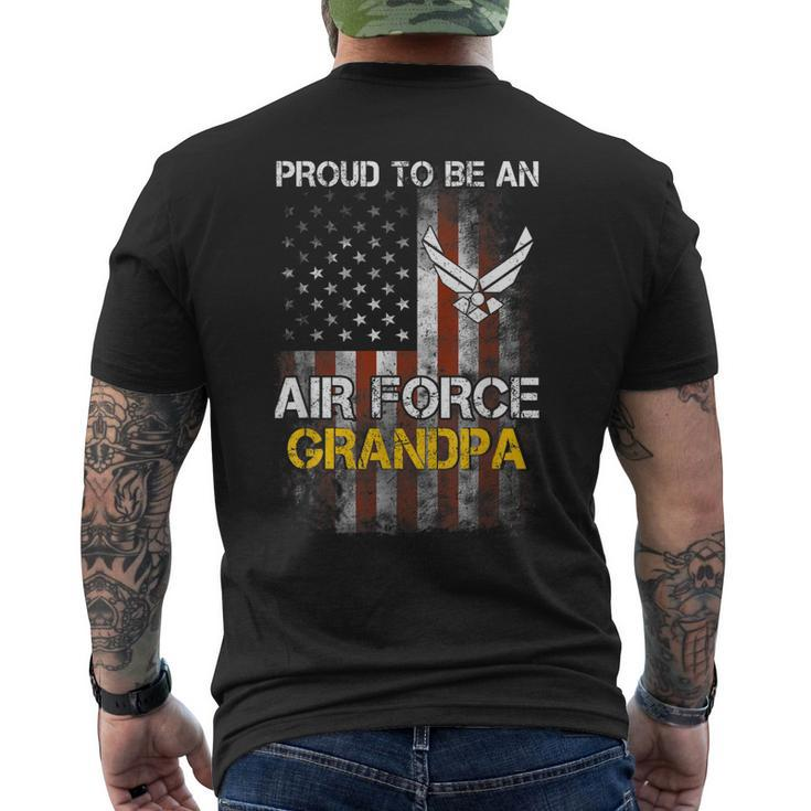 Proud Air Force Grandpa American Flag Men's Back Print T-shirt