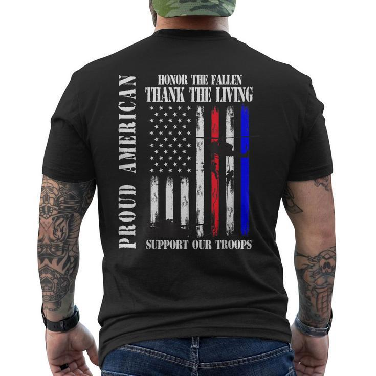 Proud American Honor The Fallen Thank You Veterans Usa Flag Men's T-shirt Back Print