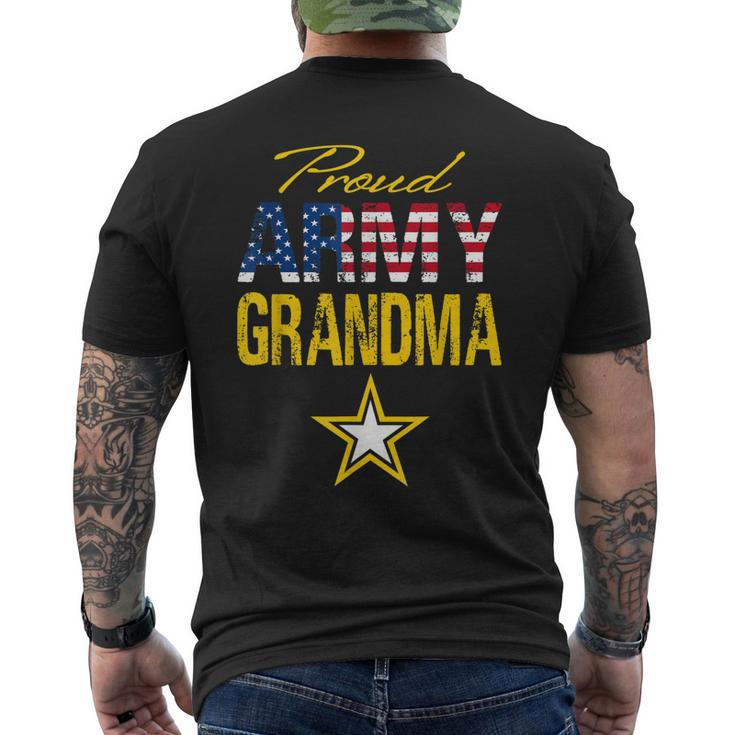 Proud Army Grandma Military Pride Usa Flag Mens Back Print T-shirt