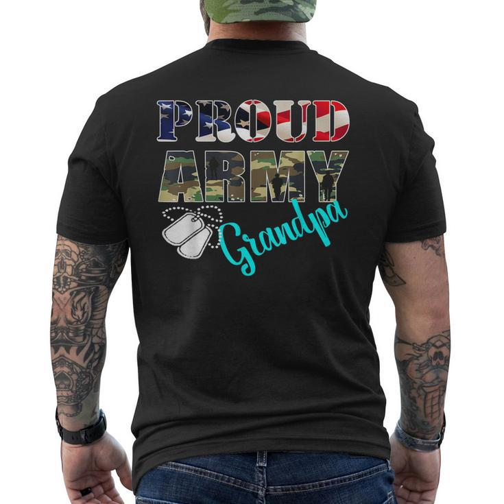 Proud Army Grandpa Flag American  Military Family Mens Back Print T-shirt