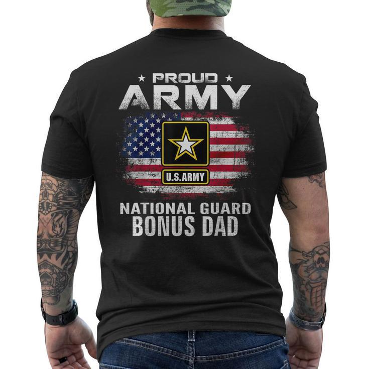 Proud Army National Guard Bonus Dad With American Flag Men's T-shirt Back Print