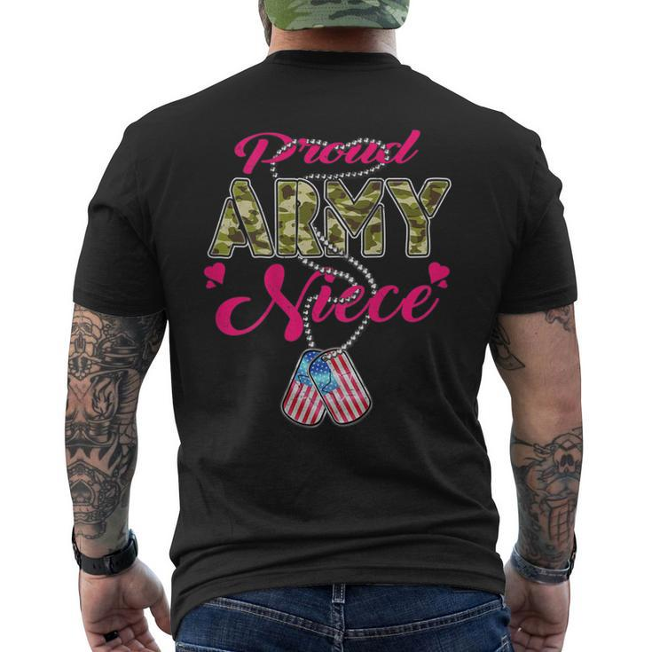 Proud Army Niece Us Flag Camo Dog Tags Pride Military Family Men's T-shirt Back Print