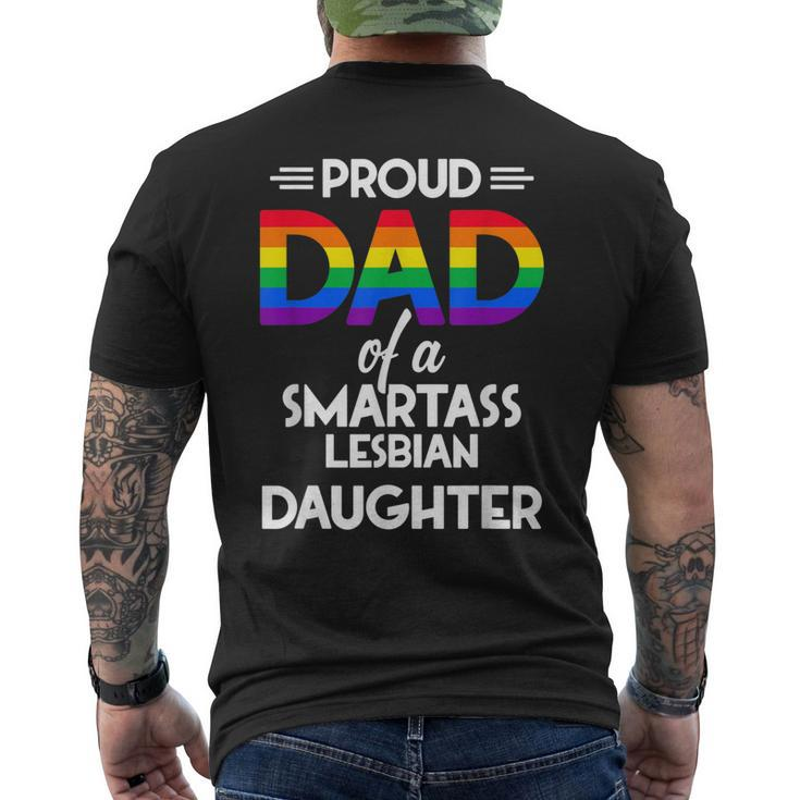 Proud Dad Of A Smartass Lesbian Daughter Lgbt Parent Men's Back Print T-shirt