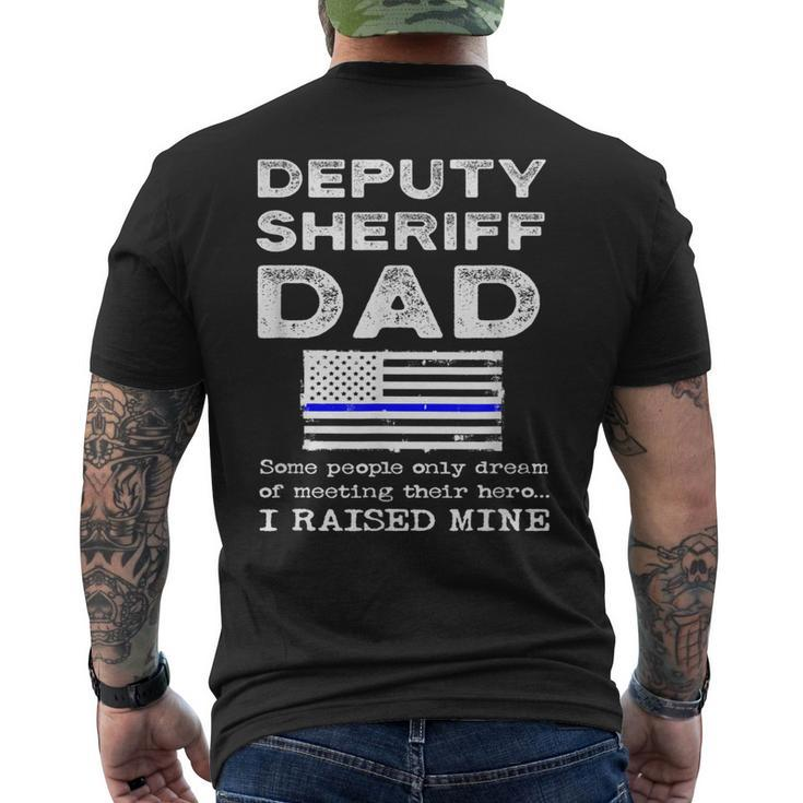 Proud Deputy Sheriff Dad Father Thin Blue Line American Flag Men's T-shirt Back Print