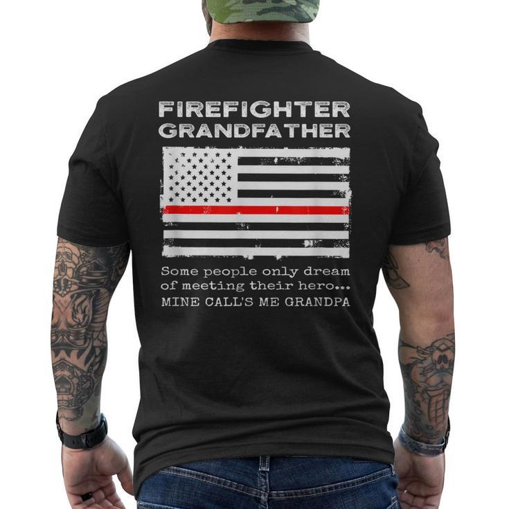 Proud Firefighter Grandfather Fireman Firewoman Grandpa Flag Men's Back Print T-shirt