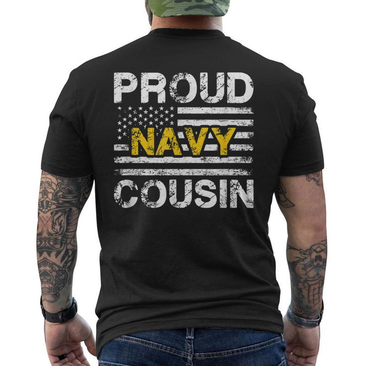 Proud Navy Cousin Us Flag Family Military Appreciation Gifts Mens Back Print T-shirt