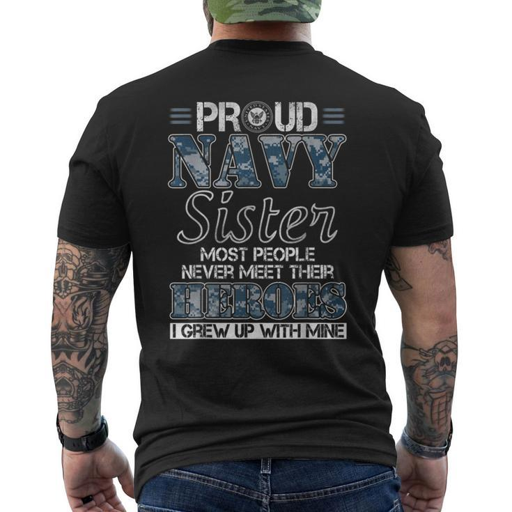 Proud Navy Sister Us Military Family Mens Back Print T-shirt