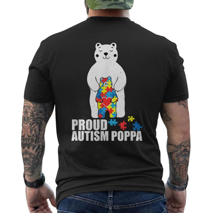 Proud Poppa Bear Autism Awareness  Love Autistic Mens Back Print T-shirt