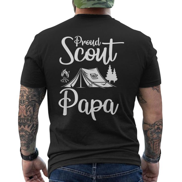 Proud Scout Papa Camping Scouting Tent Scout Dad Leader Mens Back Print T-shirt