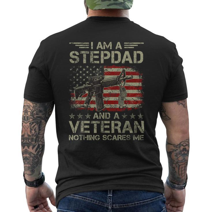 Mens Proud Im Stepdad And A Veteran Nothing Scares Me Stepfather Men's T-shirt Back Print