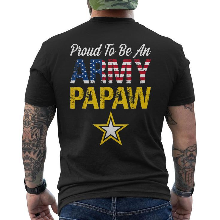 Proud To Be An Army Papaw Military Pride American Flag Mens Back Print T-shirt