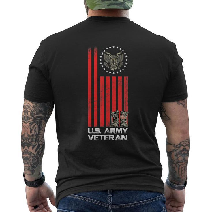 Proud Us Army Veteran Usa Flag Army Boots And America Flag Men's T-shirt Back Print