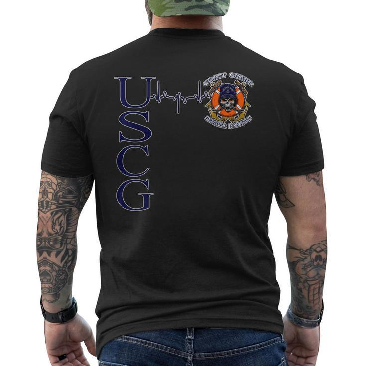 Proud Us Coast Guard Military Pride - Coast Guard Heartbeat Men's T-shirt Back Print