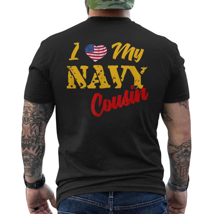 Proud Us Navy Cousin American Military Family Flag Gift Mens Back Print T-shirt