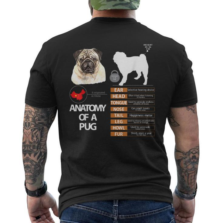 Pug Dog Anatomy Mom Grandma Dad Men Women Kids Men's Back Print T-shirt