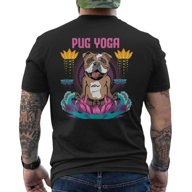 Pug Lover Dog Yoga Funny Meditation Dog Pugs Men's Crewneck Short Sleeve Back Print T-shirt
