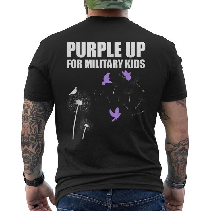 Purple Up For Military Kids Child Dandelion Month Military Mens Back Print T-shirt