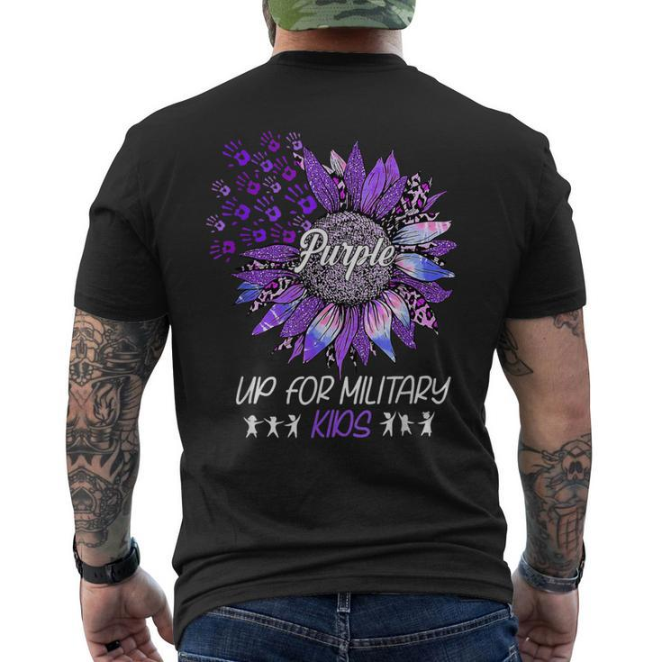 Purple Up For Military Kids Sunflower Purple Military Month Mens Back Print T-shirt
