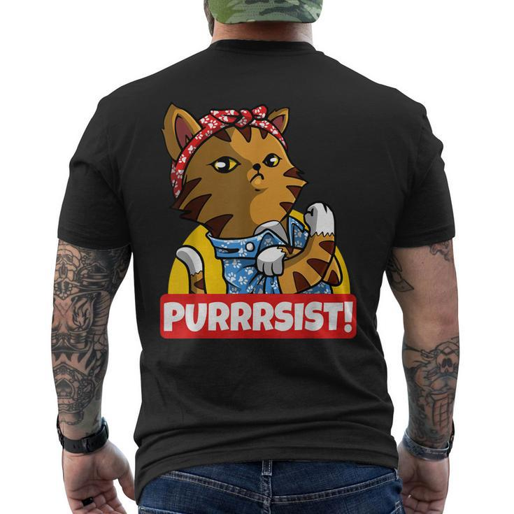 Purrrsist Cat Kitten Lover Strong Girl Pet Owner Men's Back Print T-shirt