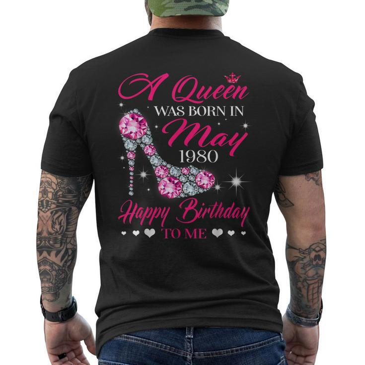 Queens Are Born In May 1980 T Shirt 39Th Birthday Shirt Men's Back Print T-shirt