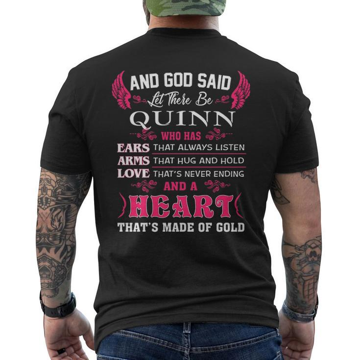 Quinn Name Gift And God Said Let There Be Quinn V2 Mens Back Print T-shirt