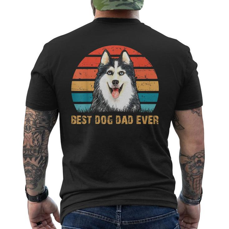 Mens Mens Quote Best Dog Dad Ever Vintage Siberian Husky For Men Men's Back Print T-shirt