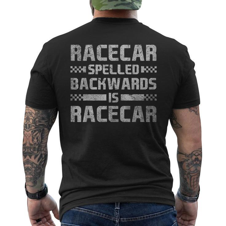 Race Cars Racecar Spelled Backwards Race Car Racing Apparel Men's Back Print T-shirt