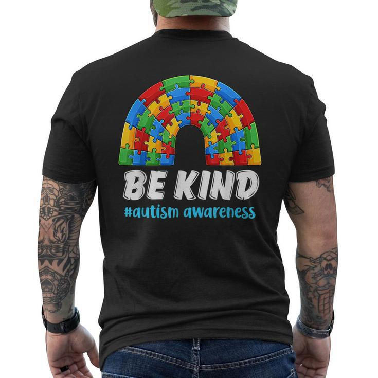 Rainbow Puzzle Autism Support Be Kind Autism Awareness Men's Back Print T-shirt