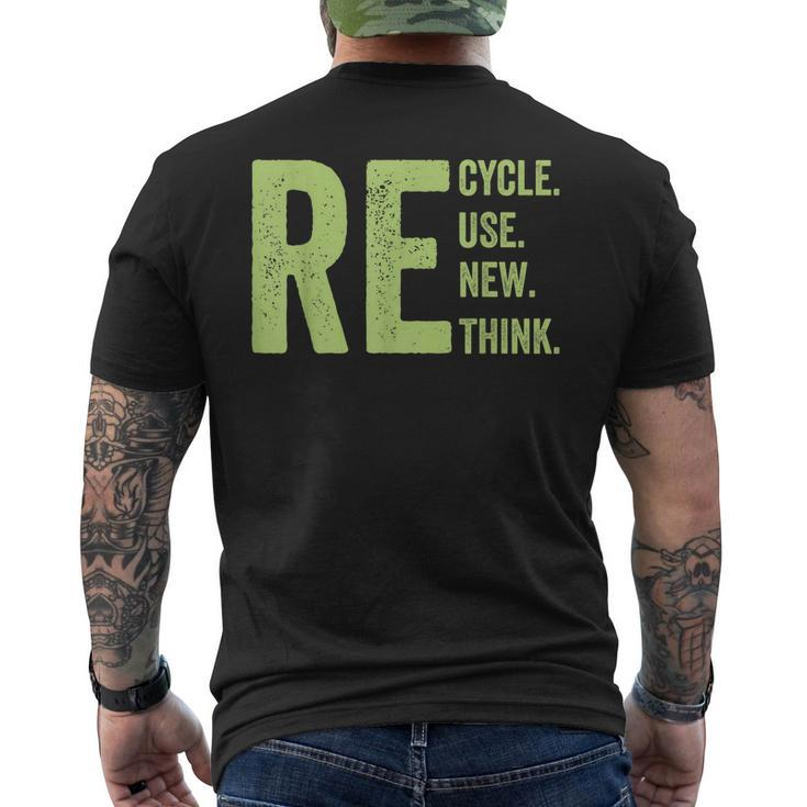 Re Recycle Reuse Renew Rethink Crisis Earth Day Activism Men's Back Print T-shirt