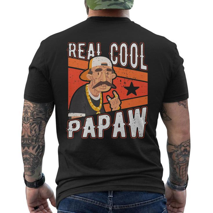 Real Cool Papaw Fun Fathers Day Grandathers Papa Dad Pops Men's T-shirt Back Print
