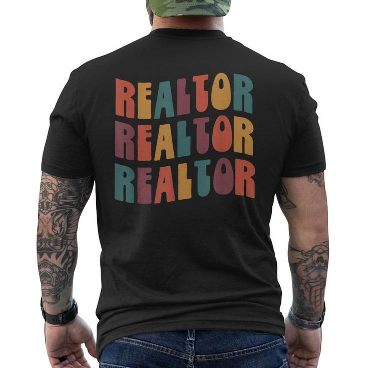 Realtor Groovy Retro Colorful Real Estate Agent Men's Back Print T-shirt