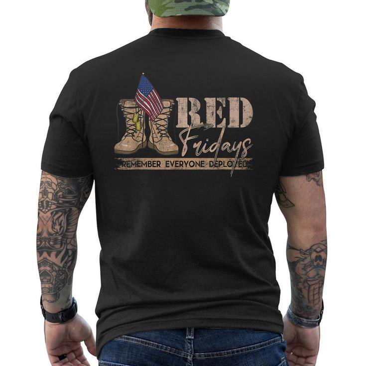 Red Friday Remember Everyone Deployed Retro Us Flag Men's Back Print T-shirt