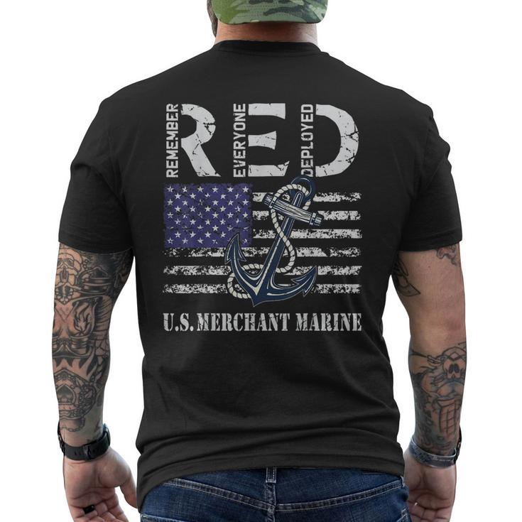 Red Friday United States Merchant Marine Navy Us Flag Anchor Mens Back Print T-shirt